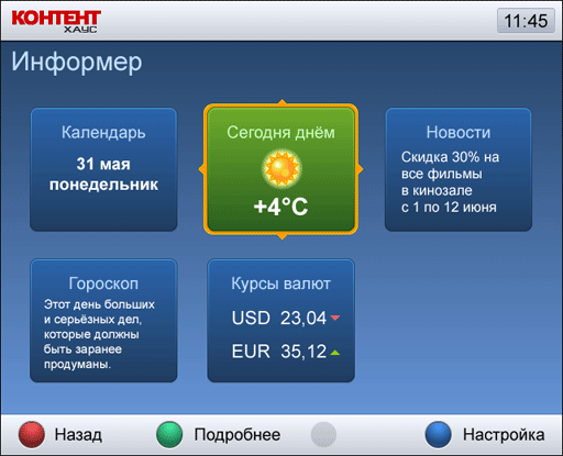 ТВ-приставка AmiNET > Информер