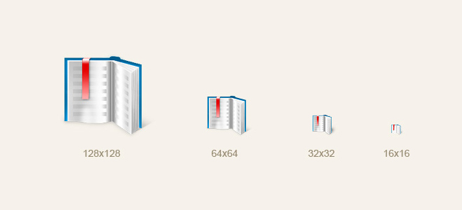 Иконка - книжка в четырех размерах