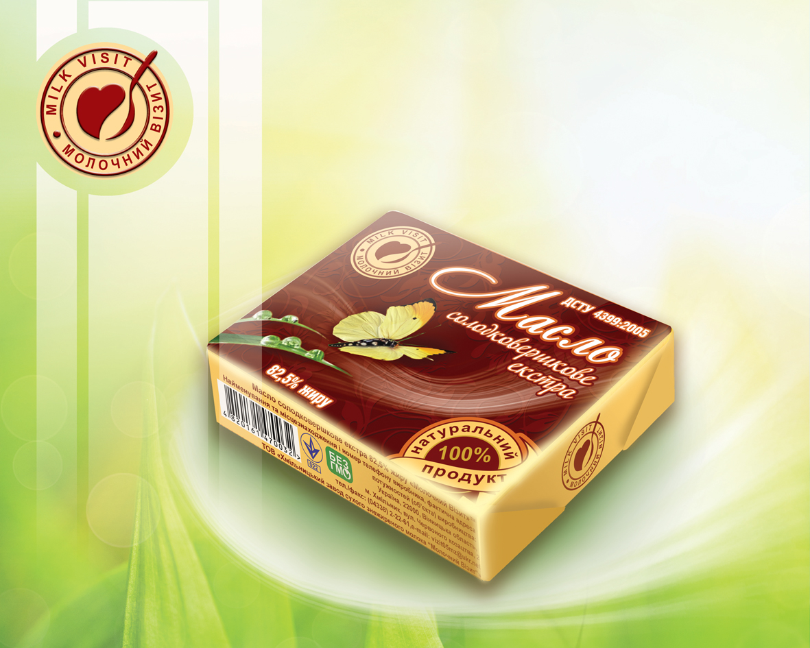 Масло солодковершкове екстра 82,5% "МОЛЧНИЙ ВІЗІТ" ТМ