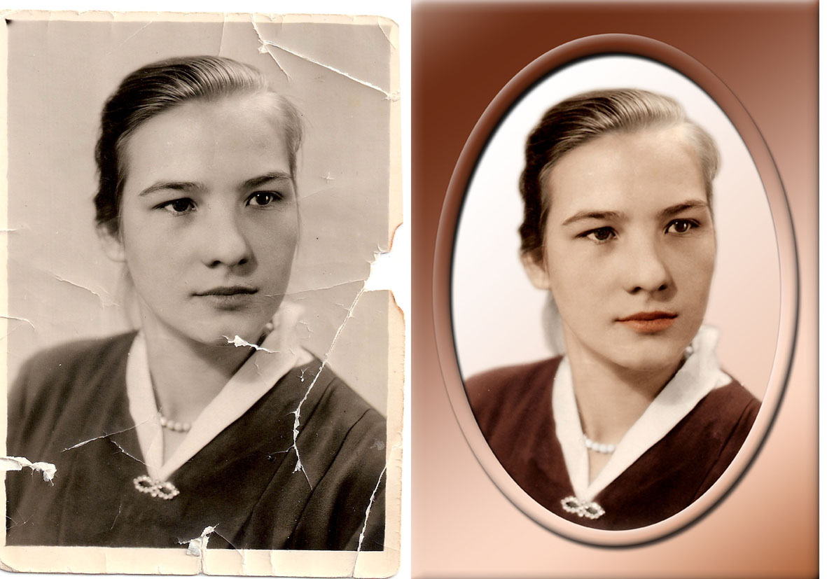 Реставрация + раскрашивание ч/б портрета