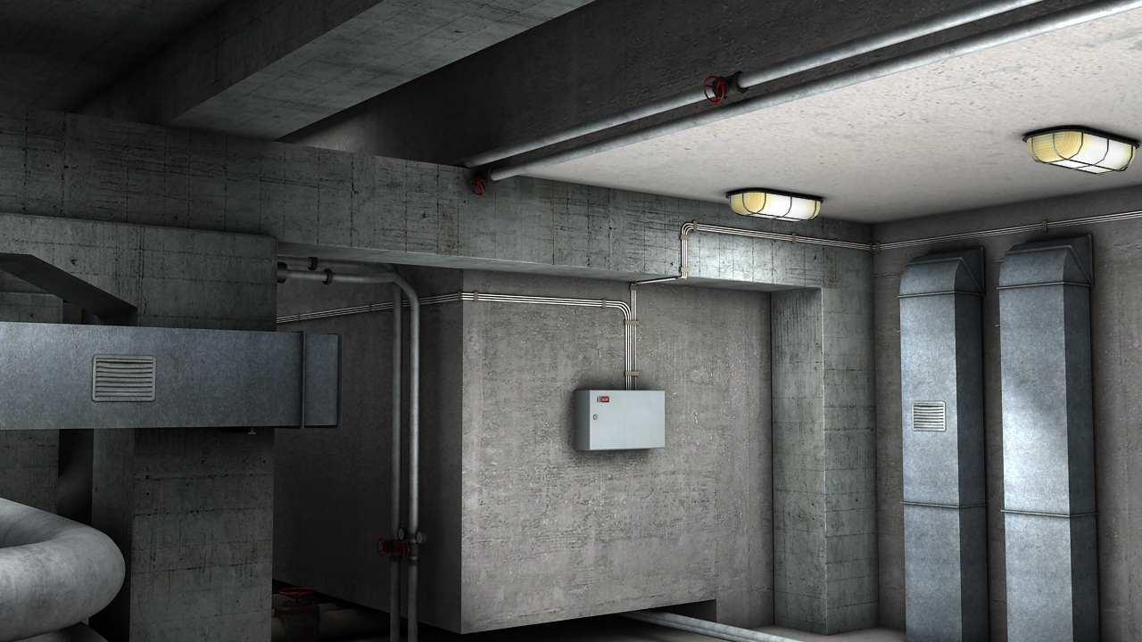 подвал с телекоммуникационым щитом