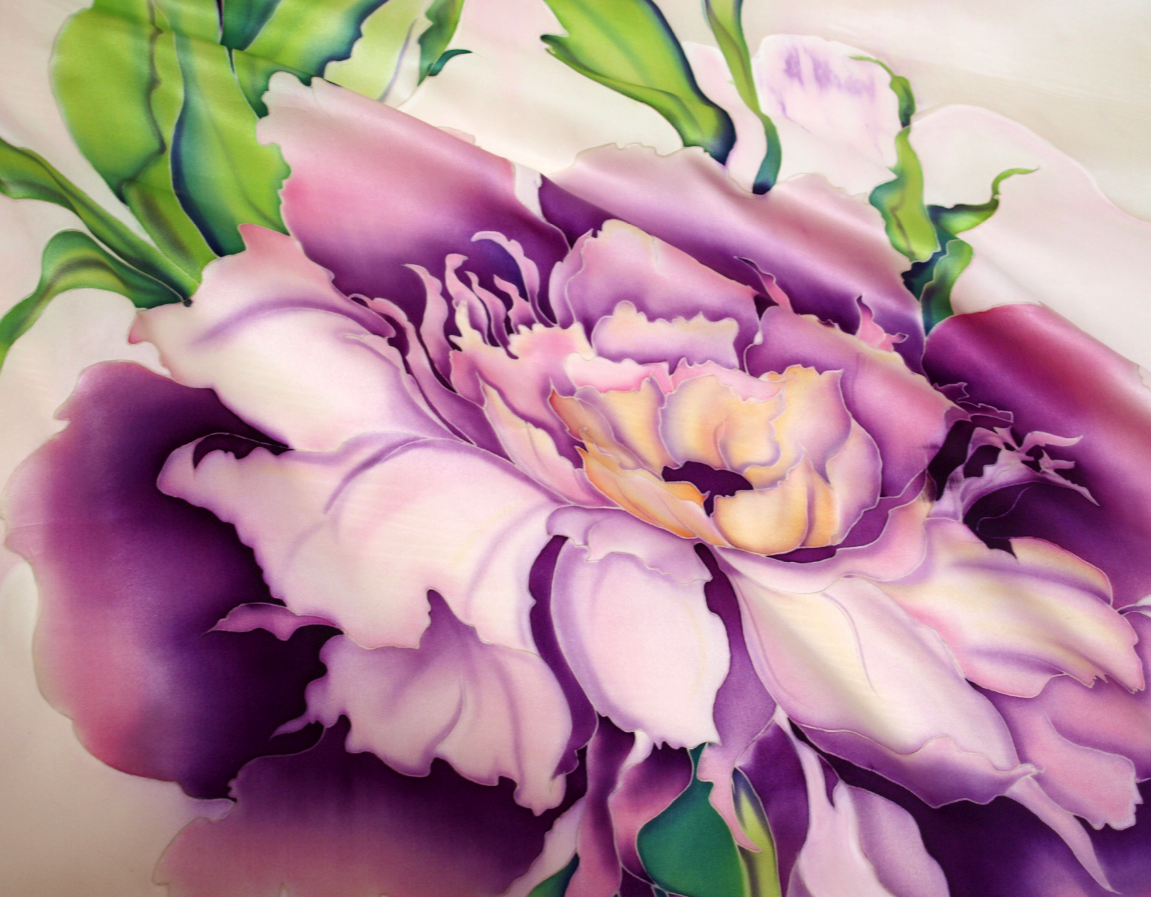 фрагмент палантина "два пиона"