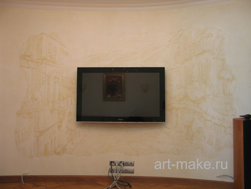 Настенная роспись в интерьере (квартира) "Итальянская улица"