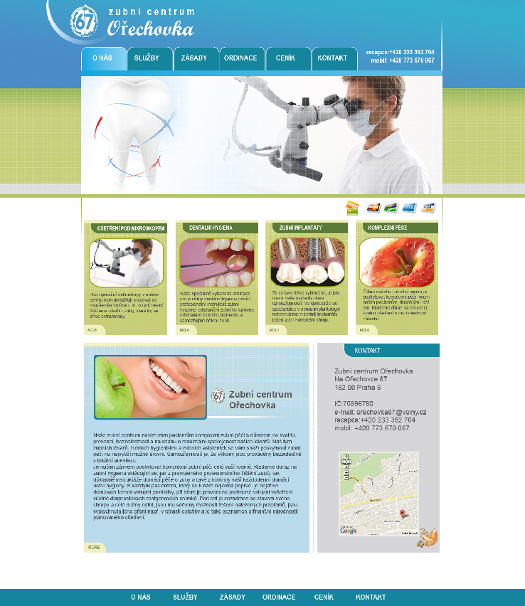 Утвержденный дизайн для сайта зубной клиники "Ореховка"