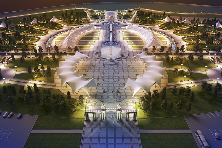 Эскизный проект парка. Ночной вид №1