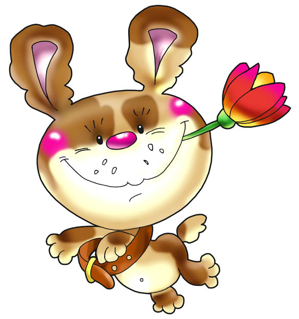 Щенок с тюльпаном