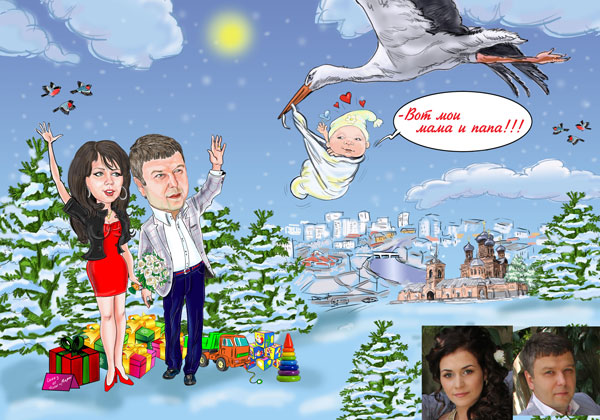 Аист с ребенком