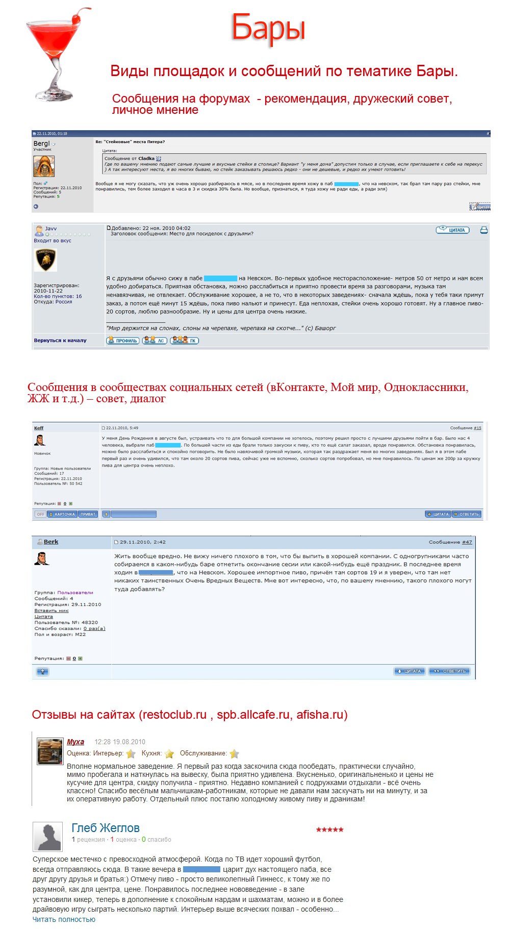 SMM продвижение по тематике бары