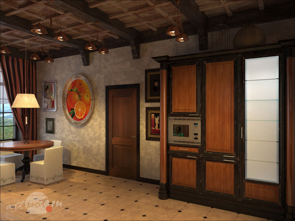 Дизайн и визуализация интерьеров загородного дома. Варианты кухни