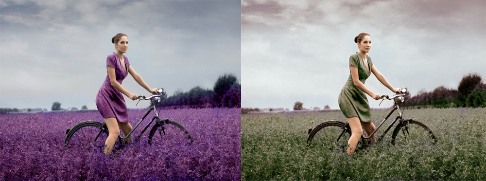 замена цвета фото