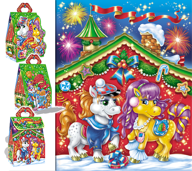 новогодняя упаковка Две лошадки (3)