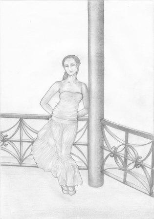 Девушка у столба