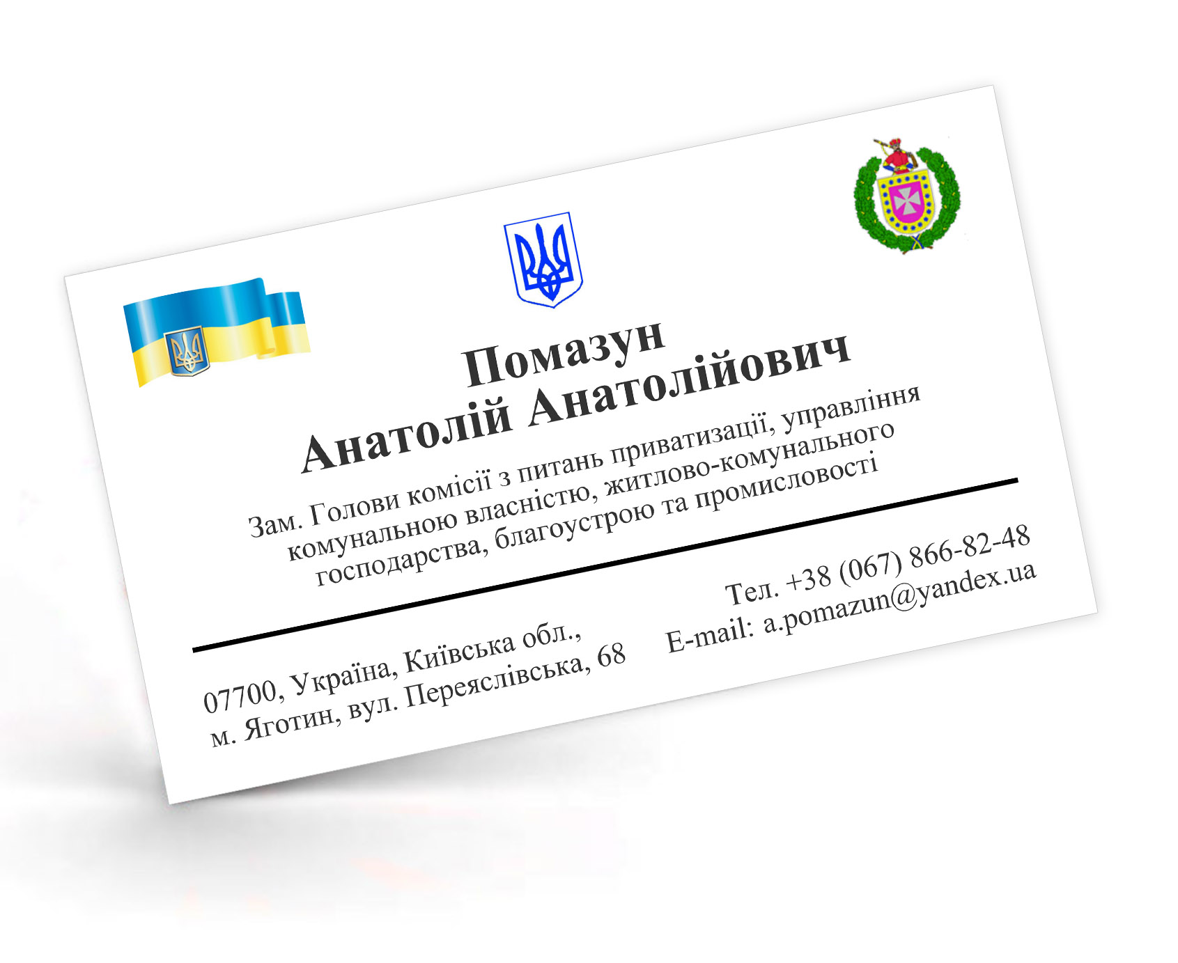 Візитка "Зам. голови комісії.."