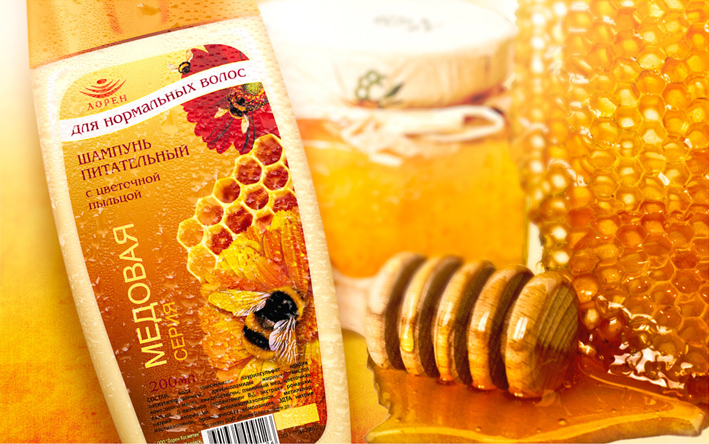 Дизайн этикетки для серии медовых шампуней