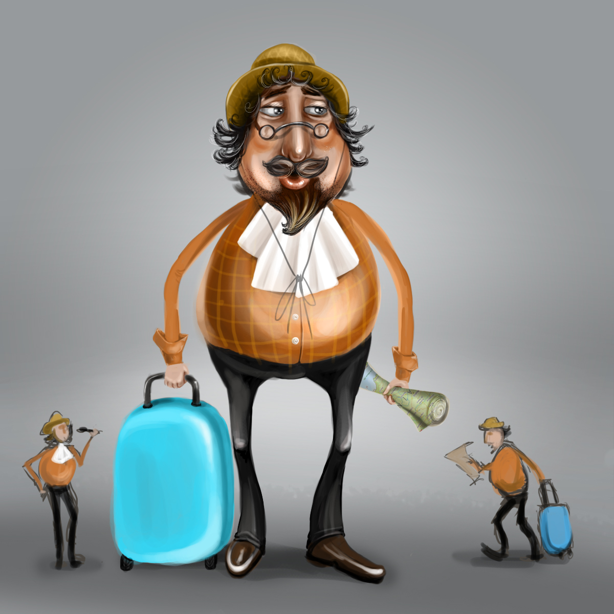 скетч персонажа туриста