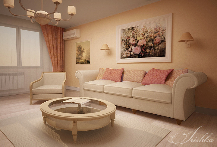 Дизайн гостинной-спальни-3