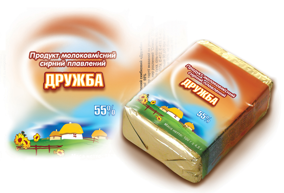 Продукт сирний плавлений "Дружба" БІЛОЦЕРКІВСЬКИЙ тм