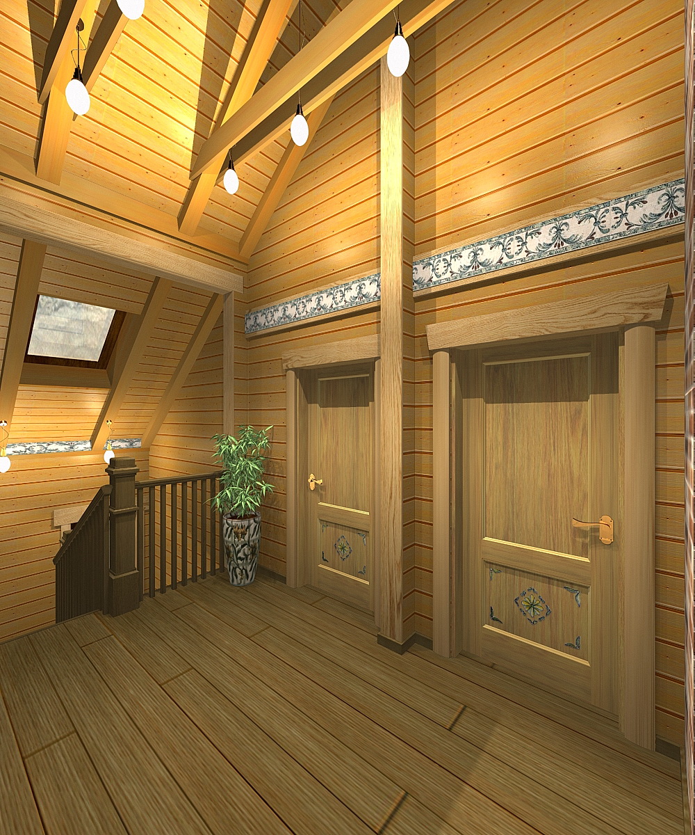 Загородный дом. Холл. 2 этаж