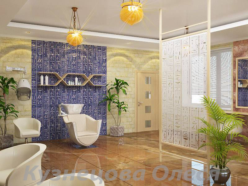 парикмахерская, мужской зал, вид2