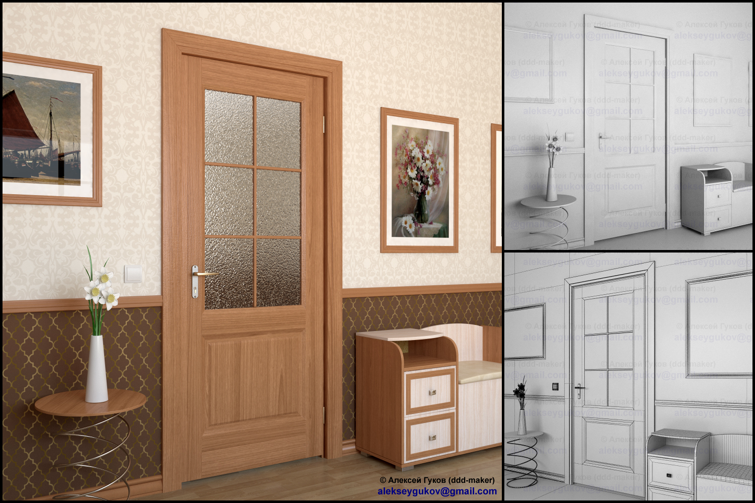 Визуализация двери в интерьере