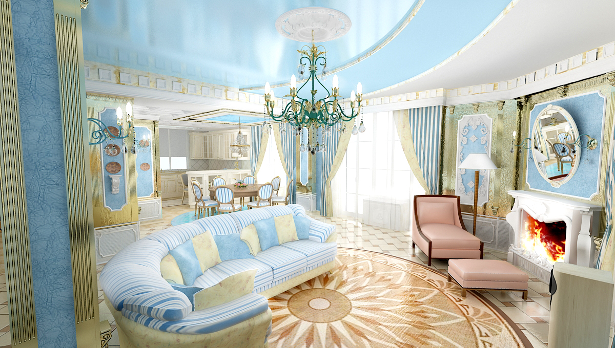 гостинная в коттедже