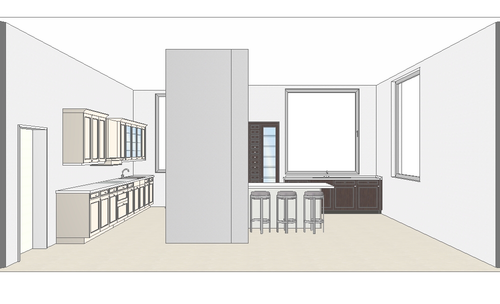 8 вид фронтальный на стену с окнами