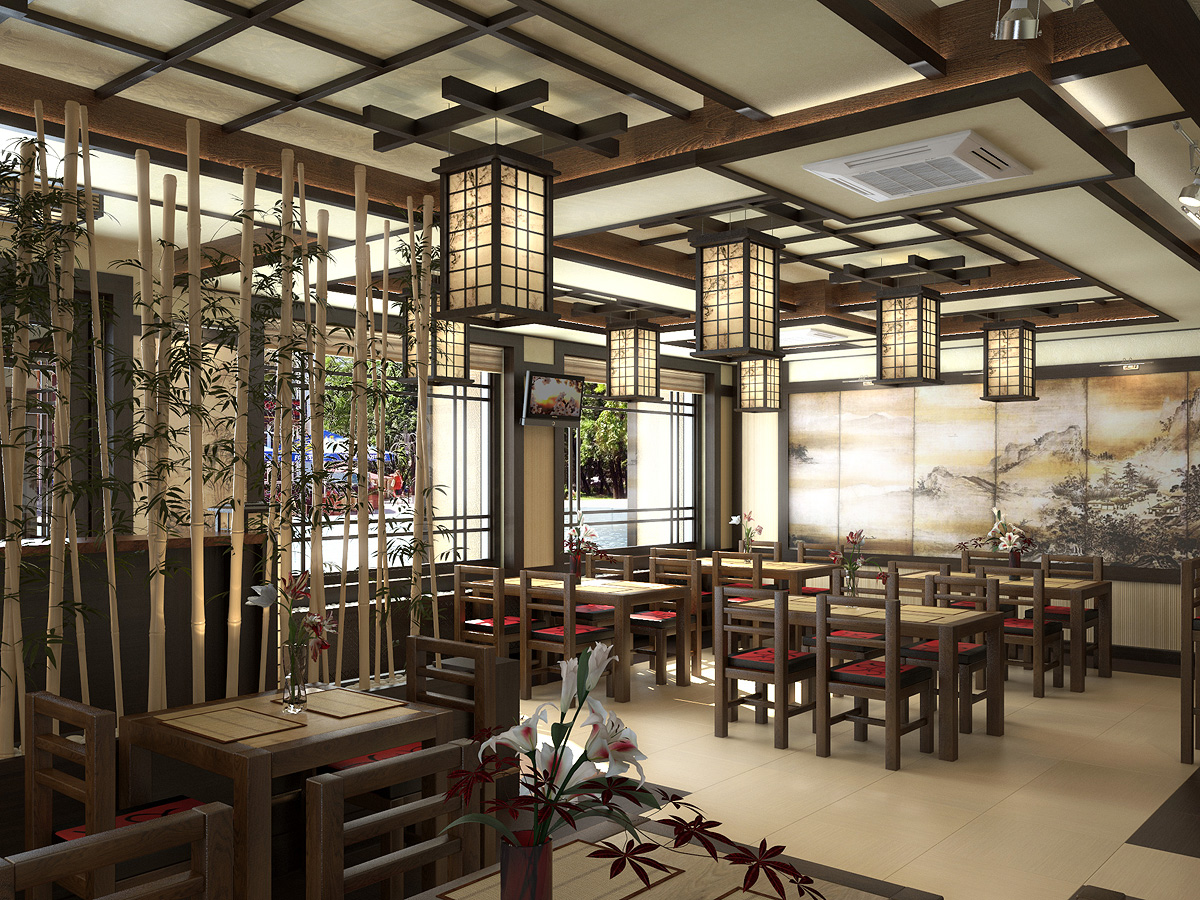 Визуализация и дизайн ресторана "Хотей" в японском стиле