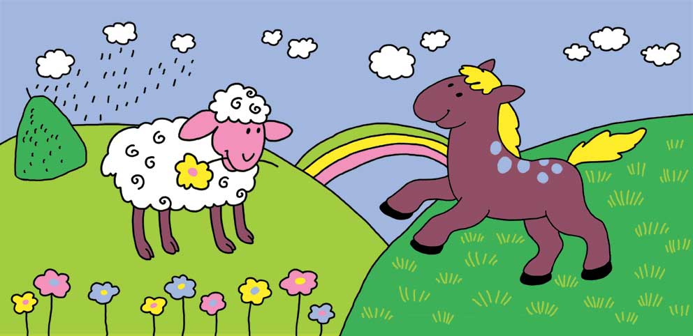 лошадка и овечка