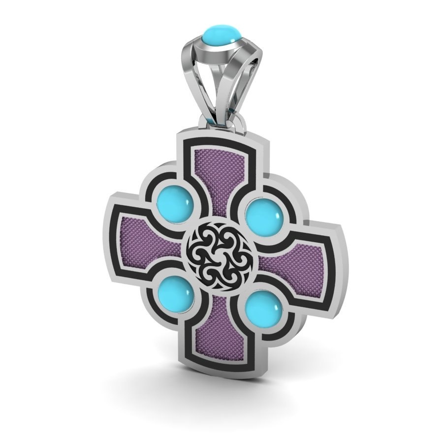 крест с кабашонамии эмалью