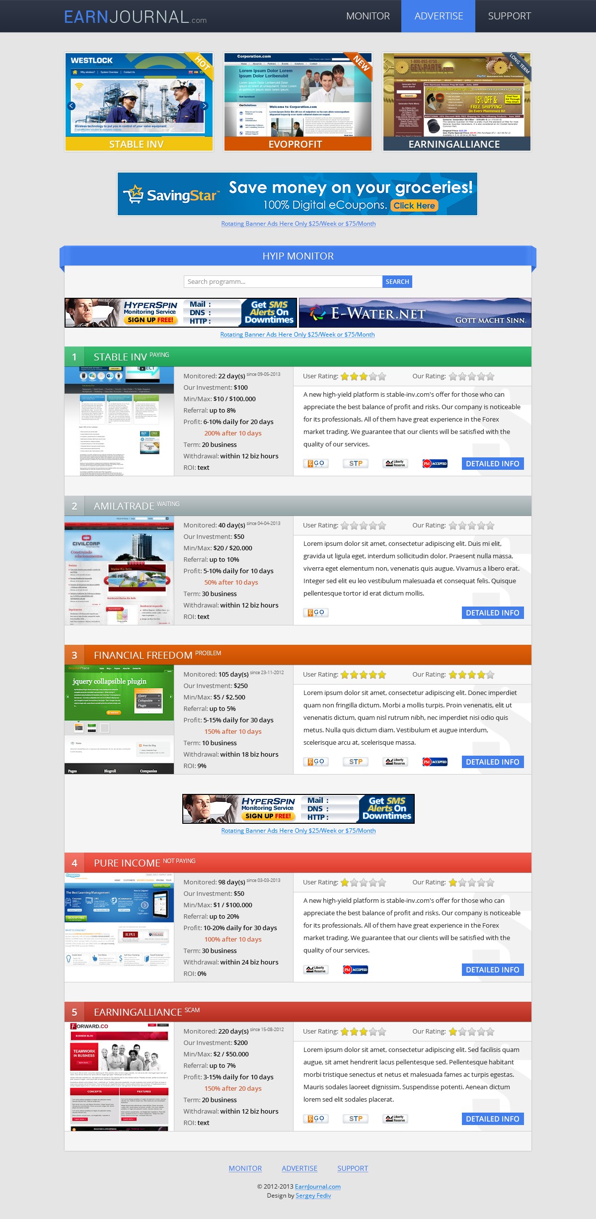 Мониторинг HYIP проектов