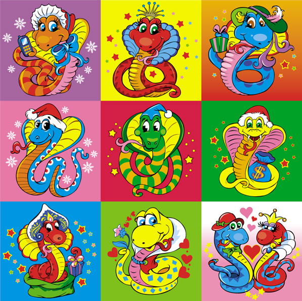 Персонажи для шоколадных медалей змейки (вектор)