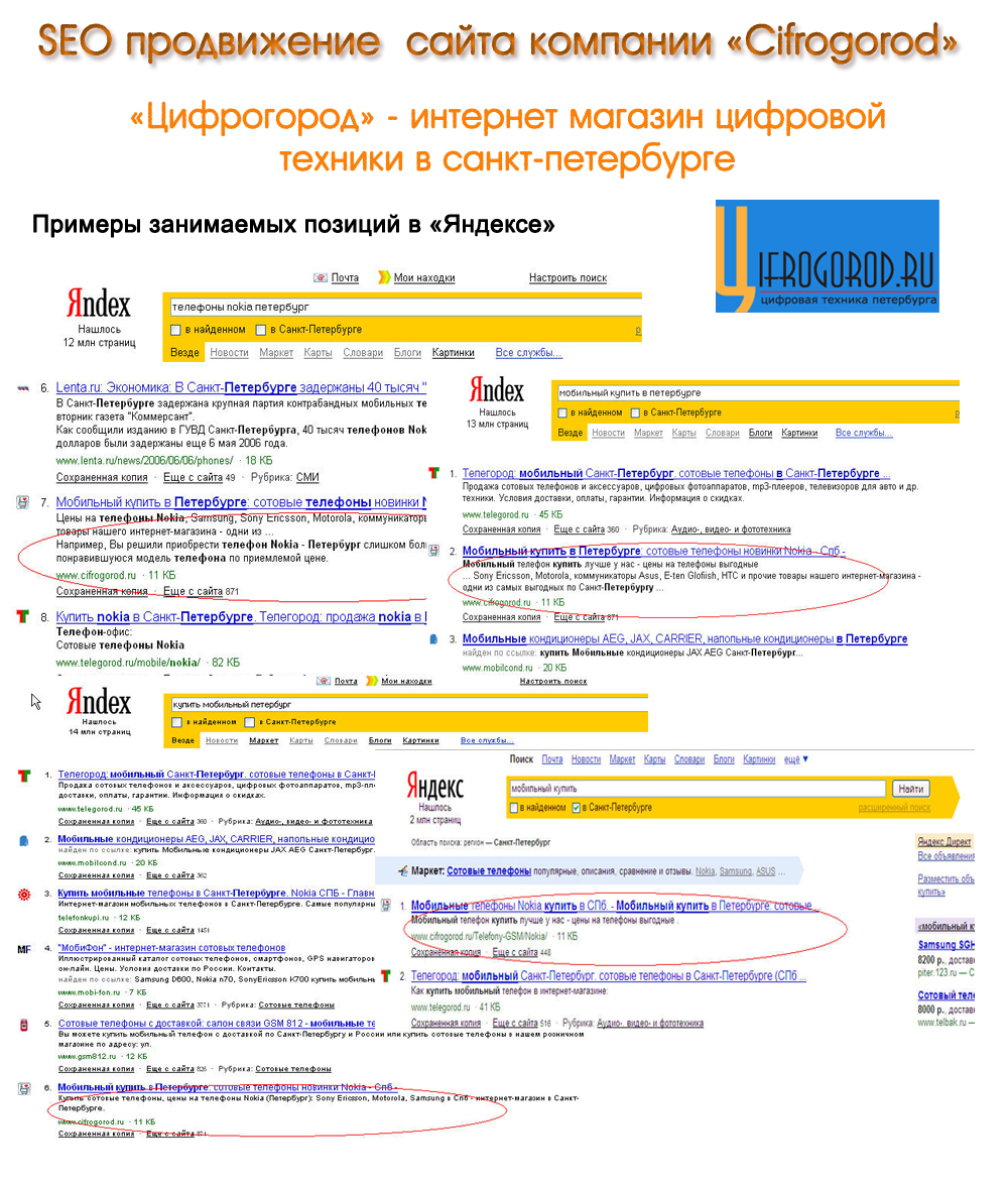 SEO продвижение компании "Cifrogorod"