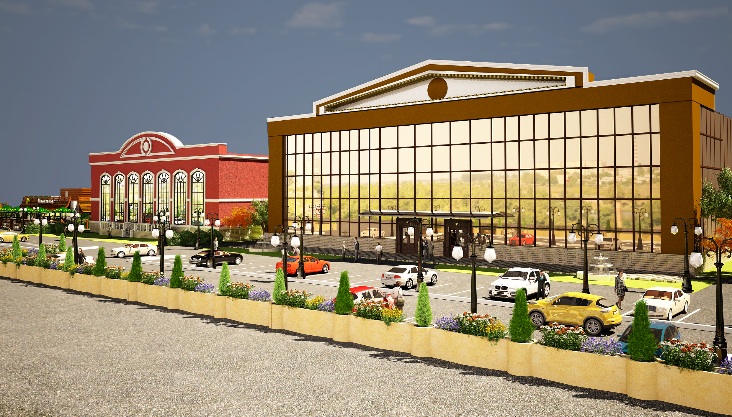 г.Обнинск, дизайн экстерьера ресторана и ТЦ