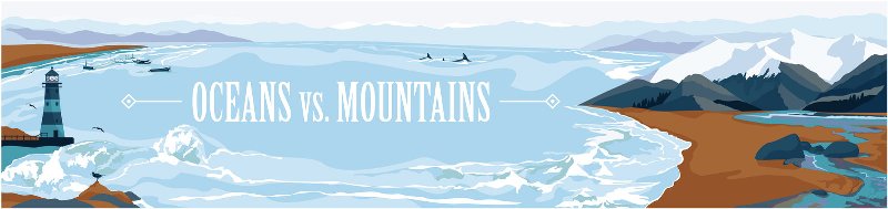 Иллюстрация "Mountains vs. Oceans"