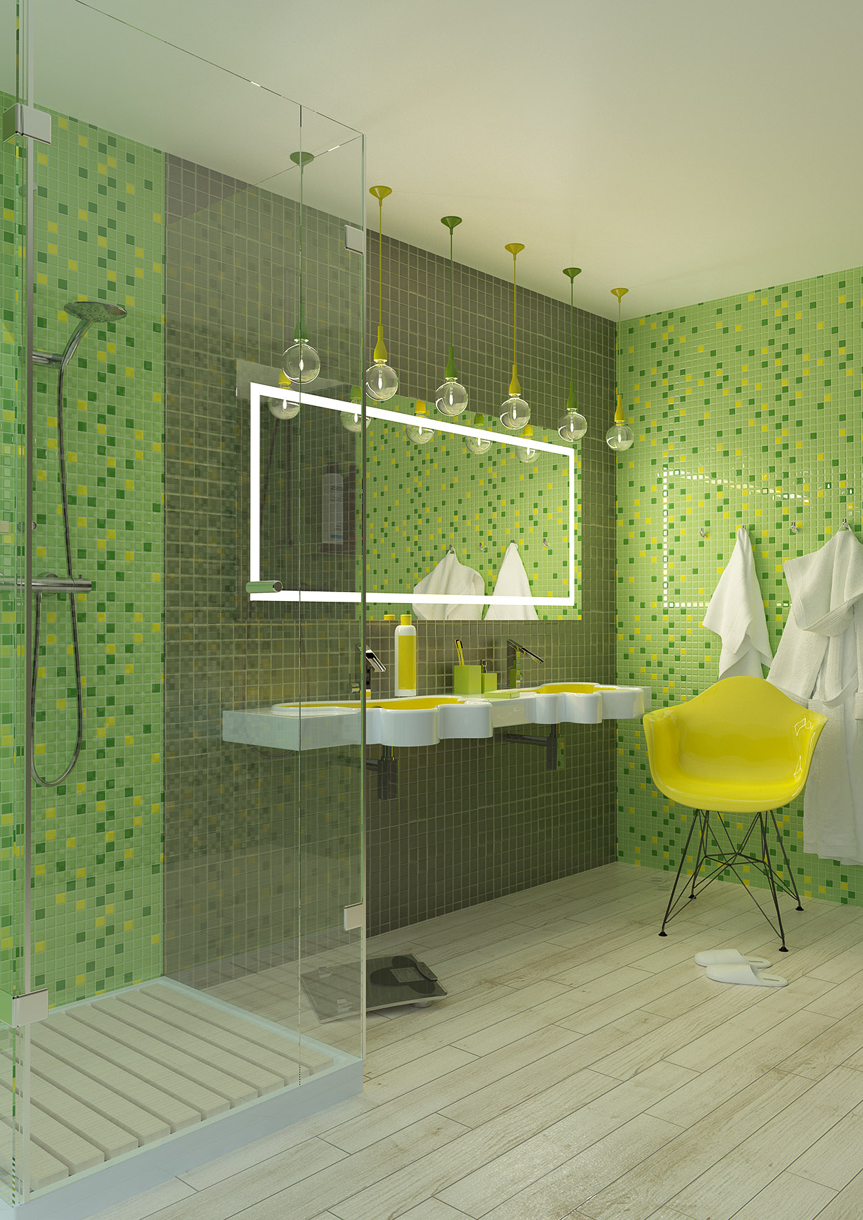 Визуализация мозаики в ванной комнате