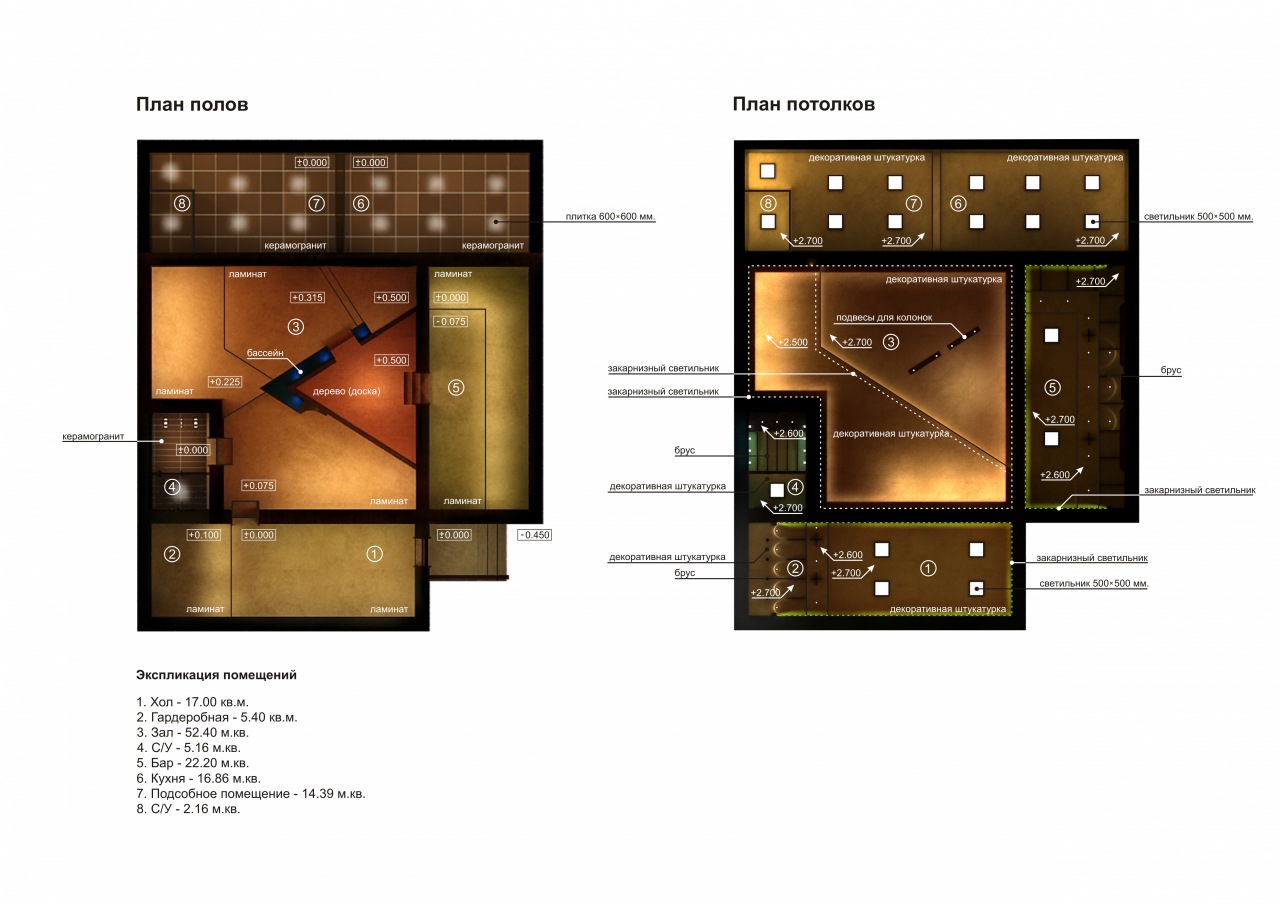 Паб "Корсар"  план потолка, пола