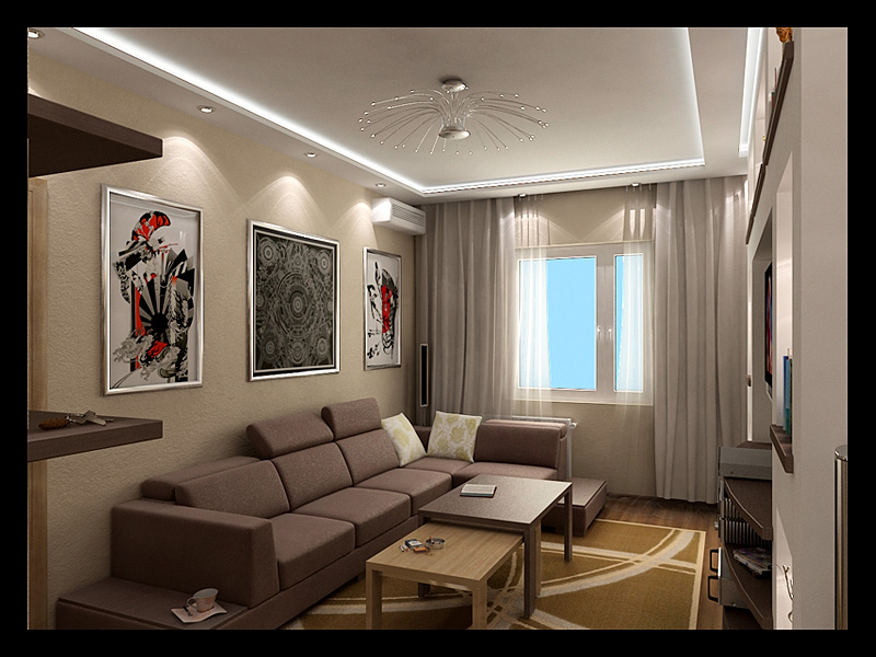 Интерьер 2-х комнатной квартиры с перепланировкой (гостевая)