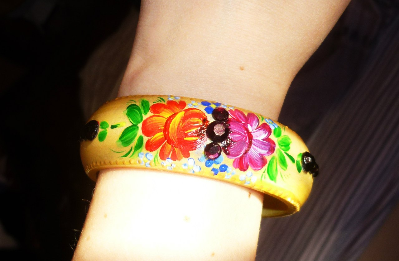 роспись по дереву. браслет