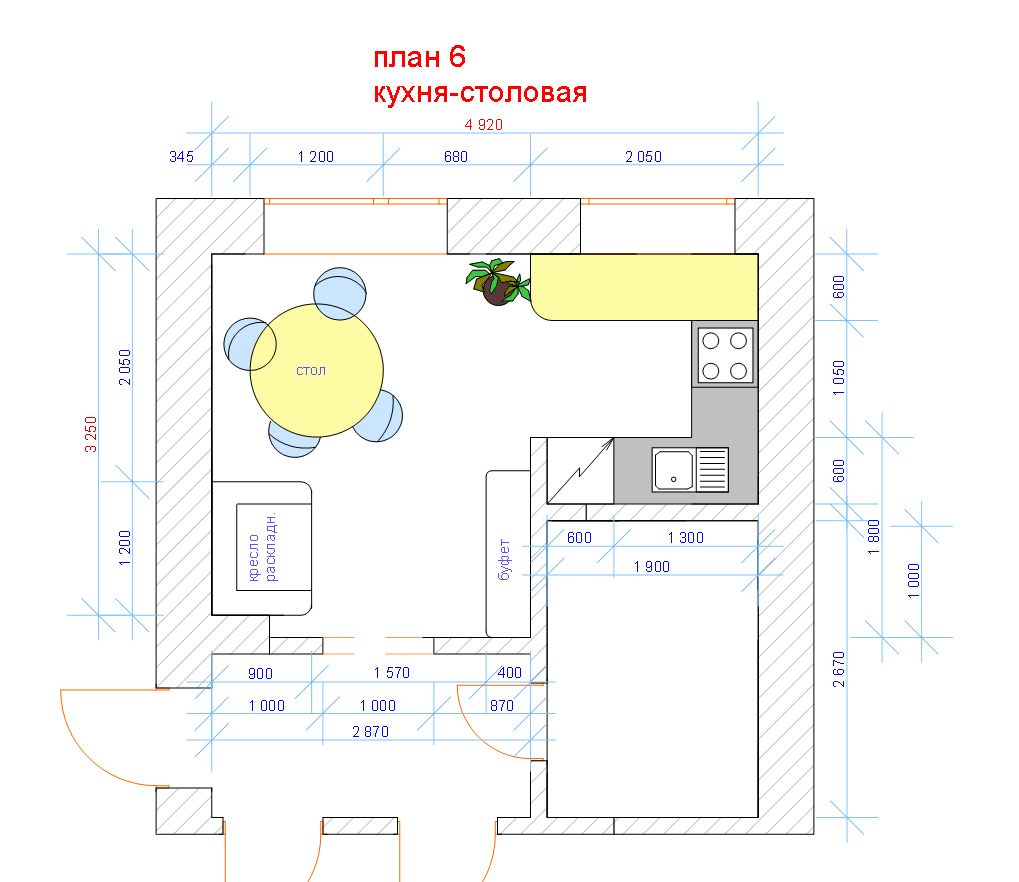Вариант на тесной кухне 5