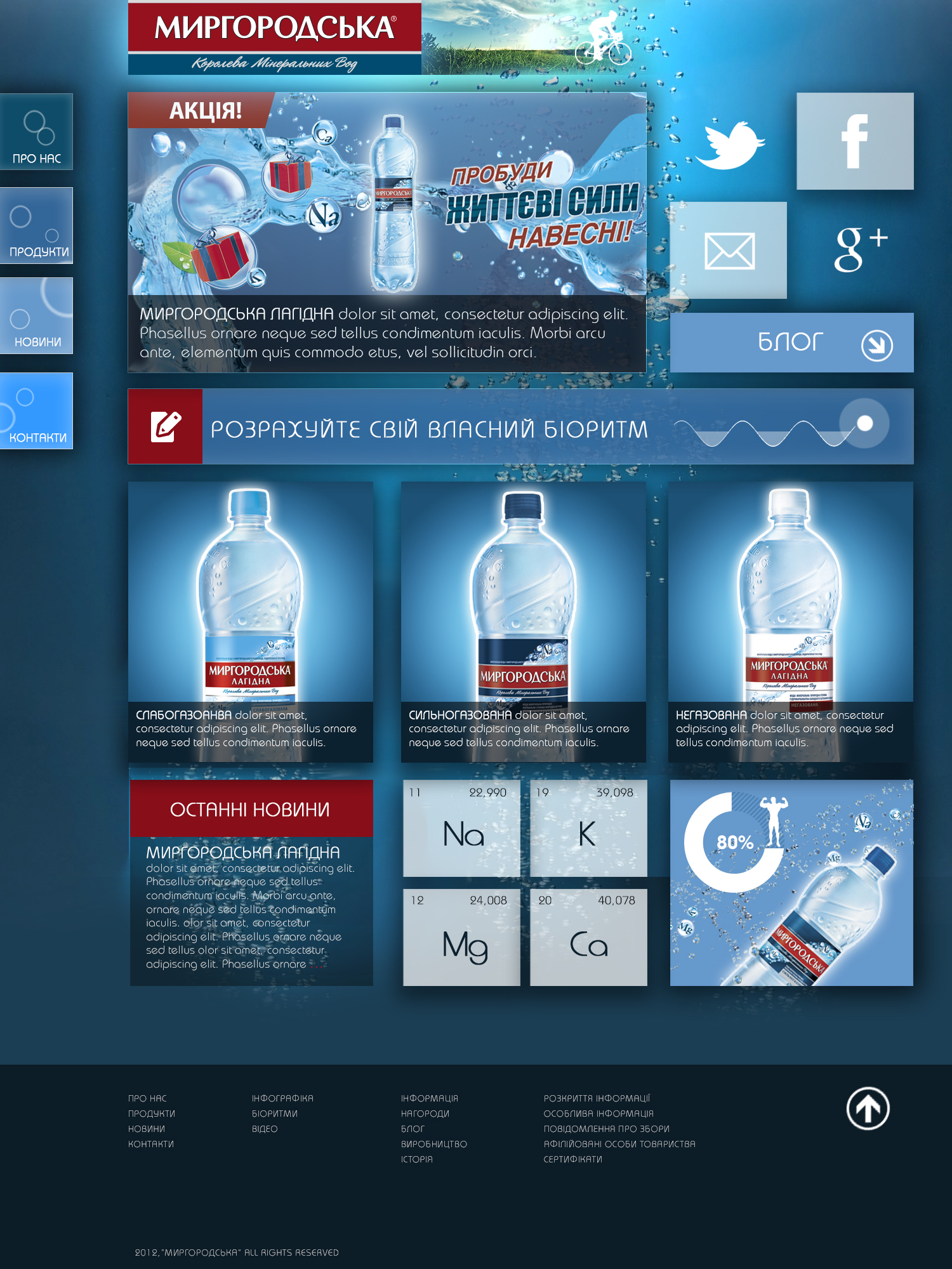 Концепт сайта для воды "Миргородская"