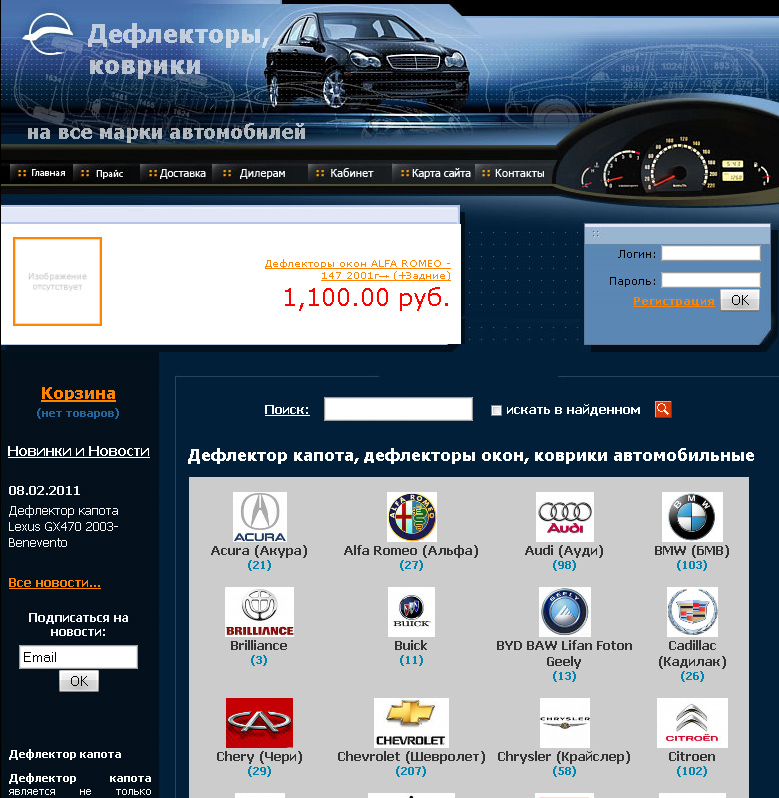 Интернет-магазин по продажам автотоваров