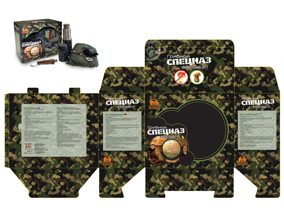дизайн коробки "Грибной спецназ", фирам "Экспедиция&quo