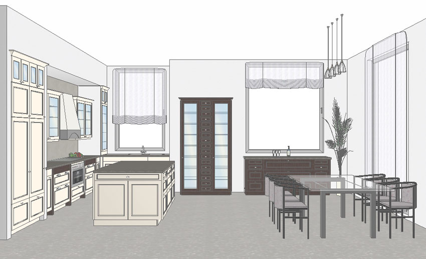 Боз-ар кухня - расположение мойки у окна