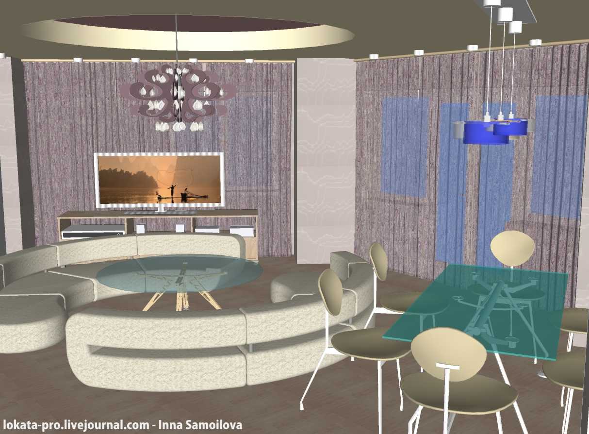 Гостиная в трехкомнатной на Галащука. Вариант 2