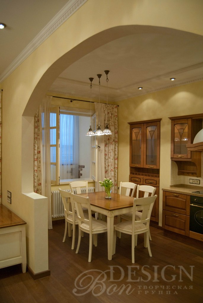 Проект квартиры "Легкое дыхание Прованса". Кухня-гостиная.