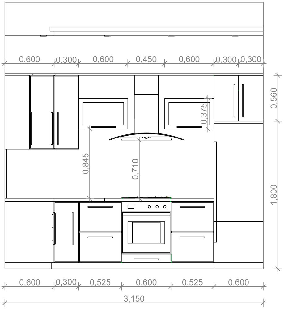 Дизайн кухни. Развертка