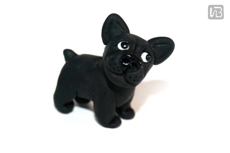 фигурка собаки, миниатюра. "французик".  Полимерная глина