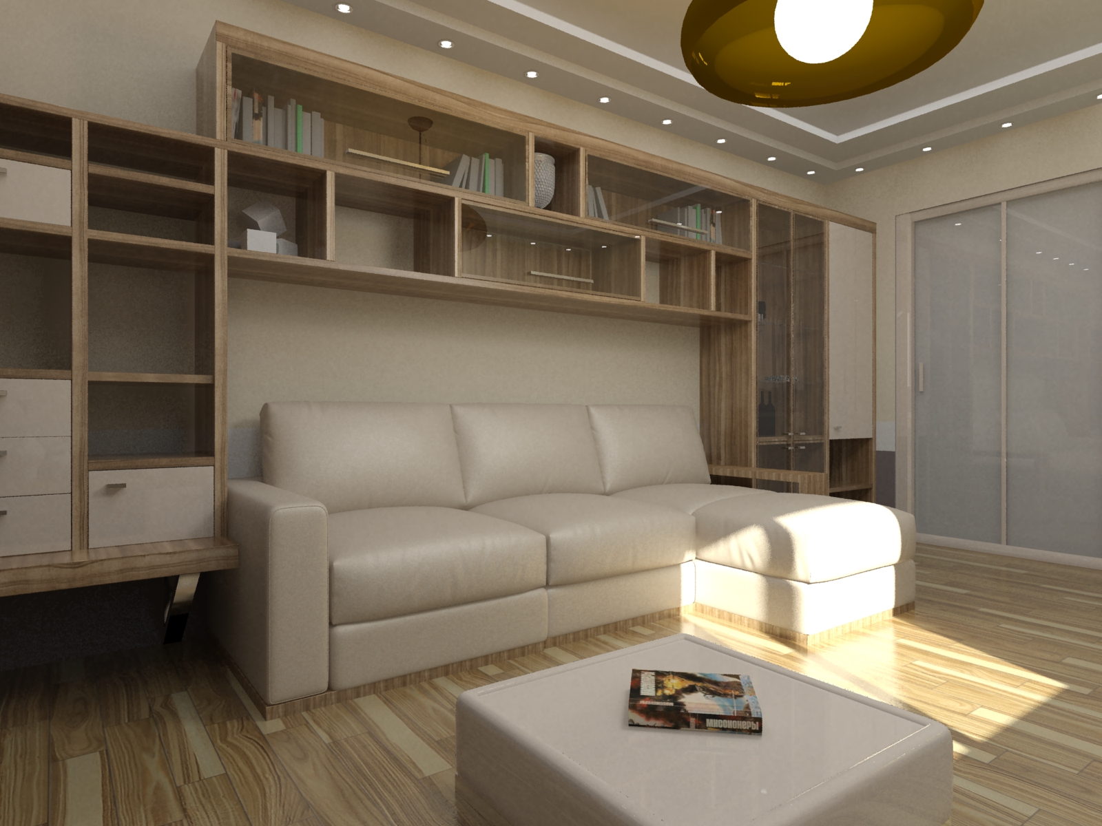 Проект гостиной в бежевых тонах