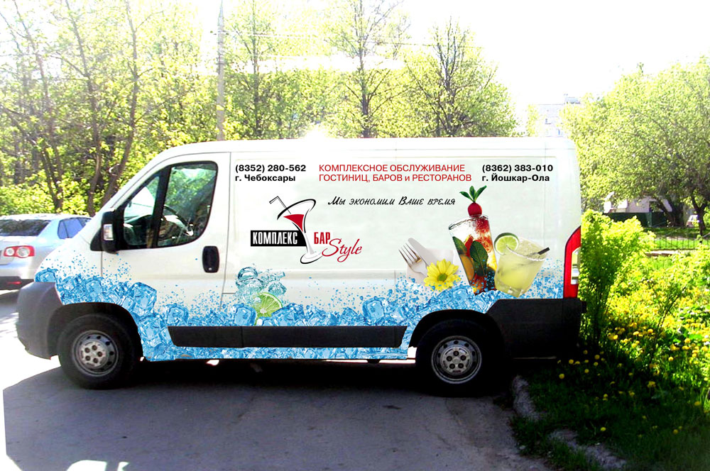 реклама на машину для компании "Комплекс бар стиль"