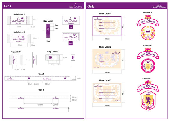 Фирменные лейблы для детской одежды_Девочки